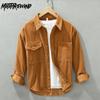 Spring/autumn New Mens Long Sleeve Shirt Japanese Style Workwear Men Tops Pure Cotton Casual Corduroy Loose Shirts Vintage Clothes