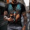Eagle Pattern Casual Suit Men's 3D Digital Casual Short Sleeved T-shirt