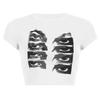 Vintage Short-sleeved T-shirt Female Y2k Aesthetic Graphic Eye Print Crop Top Streetwear Harajuku O-neck Gothic Tee Slim