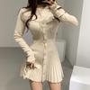 Fashion Korean Mini Dresses Female Sexy Bodycon Wrap White Short Women's Sweater Knitted One-piece Dress Hit