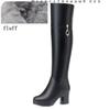 Women's Over The Knee Boots Natural Wool Genuine Leather Women Winter Boots Warm High-heel Women Motorcycle Boots