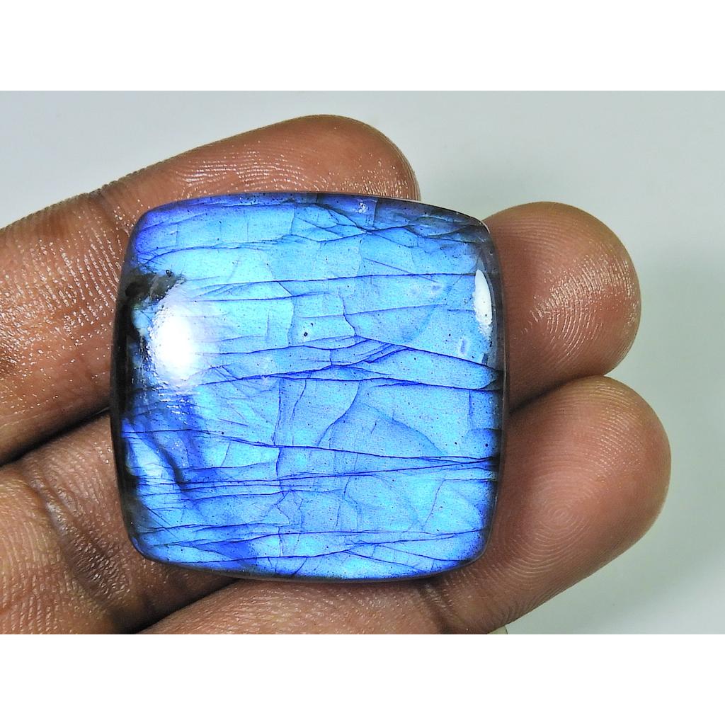 87Cts. Natural Deep Blue Labradorite Rectangular Cabochon Gemstone 32X33X7MM SK-1193