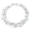 925 Delicate Silver Bracelet ,925 Sterling Silver Jewelry Five Line Beads Ball Bracelets Bangle For Women Pulseiras De Prata