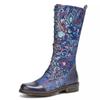 Side Zipper Boots Vintage Flat Embroidered Boots Embroidered High Top Women's Boots