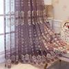 Elegant Purple Floral Vine Sheer Curtains, Glam Style, Machine Washable, Rod Pocket, Embroidered Polyester Mesh Drapes, Unlined, Transparent