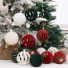 6 Pcs Christmas Balls Glitter Flocked Hanging Ball Hollow Ball Reusable Shatterproof Xmas Ball for Christmas Tree Home Parties Decor ADM