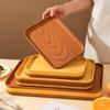 Plastic Tray Canteen Dinner Plate Household Living Room Snack Tea Tray Imitation Wood Grain Rectangular Kindergarten Fruit Plate