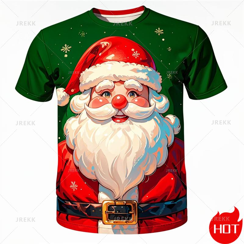 New Fashion 3D Printing Happy Christmas Boy Girls Tshirt Short Sleeve T Shirts Funny Xmas Graphic T-Shirts Y2k Mens Clothing Tees