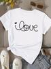 (Asian Size) Print Fashion Trend Love Letter Female Tee Top Women Clothing T Shirt Woman Short Sleeve Graphic T-shirts