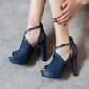 Fashion High Heels Summer Shoes For Women Sandals Platform 2024 Large Size 44 45 50 Peep Toe Blue Red Party Dance Wedding Shoes Ladies