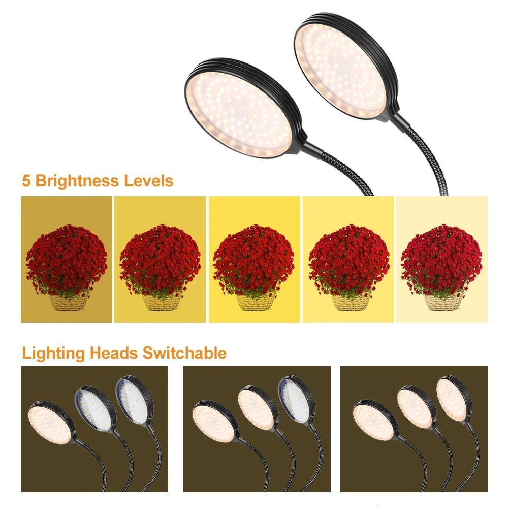 USB Plant Grow Light 1 Sunlight Full Spectrum Adjustable Desktop Clamp Growing Lamp for Indoor Plants 5 Dimmable Levels