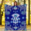 Evil Eye Blanket Turkish Nazar Spiritual Art Blanket Vintage Mid Century Flannel Blanket Sofa Chair Throw Blanket Travel Blanket