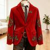 Men Corduroy Suit Coat Single-Breasted Suit Jacket Lapel Long Sleeve 3D Christmas Themed Print Slim Fit Suit Jacket Formal Stage Wear