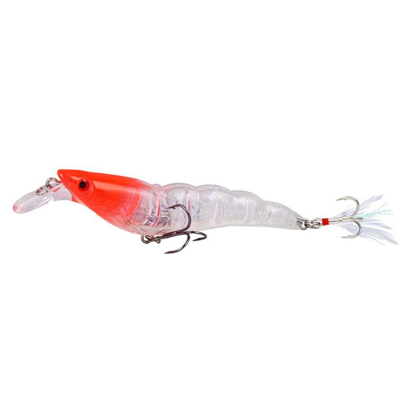 Set of 20 Full Attack Sinking Shrimp Lures, 13.6g/9.5cm, with Blood Groove and Feather Hook.