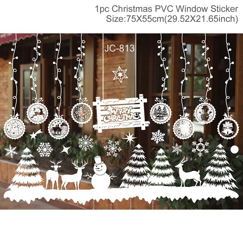 Cartoon Christmas Window Glass Stickers 2025 Christmas Decoration for Home Living Room Wall Decor 2025 Happy New Year Stickers