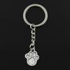 Fashion 30mm Key Ring Metal Key Chain Keychain Jewelry Antique   Plated Dog Paw 22x17mm Pendant