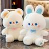 Cartoon Plush Toy Cute Bunny/Bear Doll Plushies Wear Mini Bow Soft Fluffy Stuffed Animal Pillow Ornament Kids Companion Doll Toy Birthday Gift