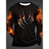 3D Printed Flame Scratch Pattern Autumn Men's Crew Neck T-Shirt Casual Long Sleeve Oversized Pullover Fashion Tops