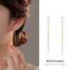 Banyan Tree S925 Silver Four-Leaf Clover Diamond Tassel Earrings - Women's Elegant Flower Design