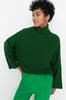 Women's Fashionable Stylish Sweater Green Soft Textured Wide Fit Knitwear Sweater