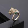 Personality Leopard Head Design Resizable Ring Hip Hop Punk Gold Color Wedding Rings for Women Men Zircon Christmas Gift