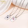 TOHM All-Titanium Steel Playing Card Pendant Necklace with Red Heart and Spade Ace On a Stainless Steel Hip-Hop Style Sweater Chain.