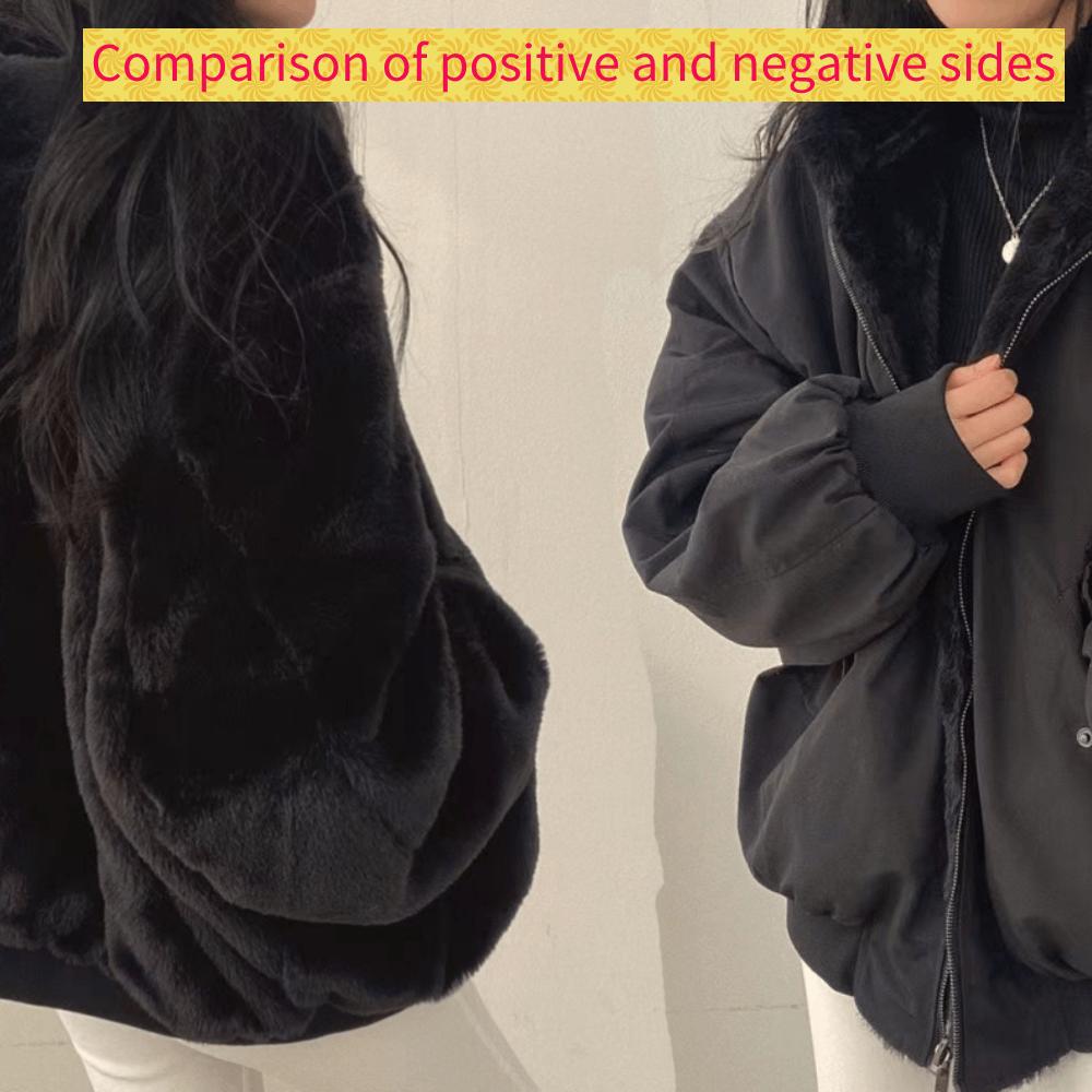 Thickened Double Faced Lamb Wool Cotton Jacket for Women's Clothing Winter New Loose Fitting Hooded Cotton Jacket Top