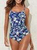 2025 Swimsuit One Piece Cross Floral Printed Swimwear Female Sexy Bodysuit Bathers Bathing Swimming Suit Women Sports Beachwear