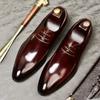 Men'S Leather Business Leather Shoes Lace-Up Low-Top Pointed Wedding Shoes Men'S Formal Single Shoes