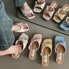 French beautiful cool slippers women's 2025 summer wear fashion temperament versatile high-heeled women's shoes great-looking slippers