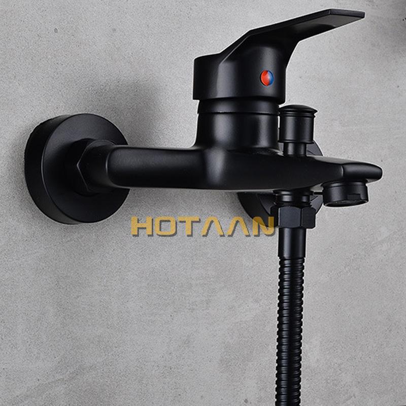 . Black Finish New Wall Mounted Shower Faucet Bathroom Bathtub Handheld Shower Tap Mixer Faucet YT-5339-H