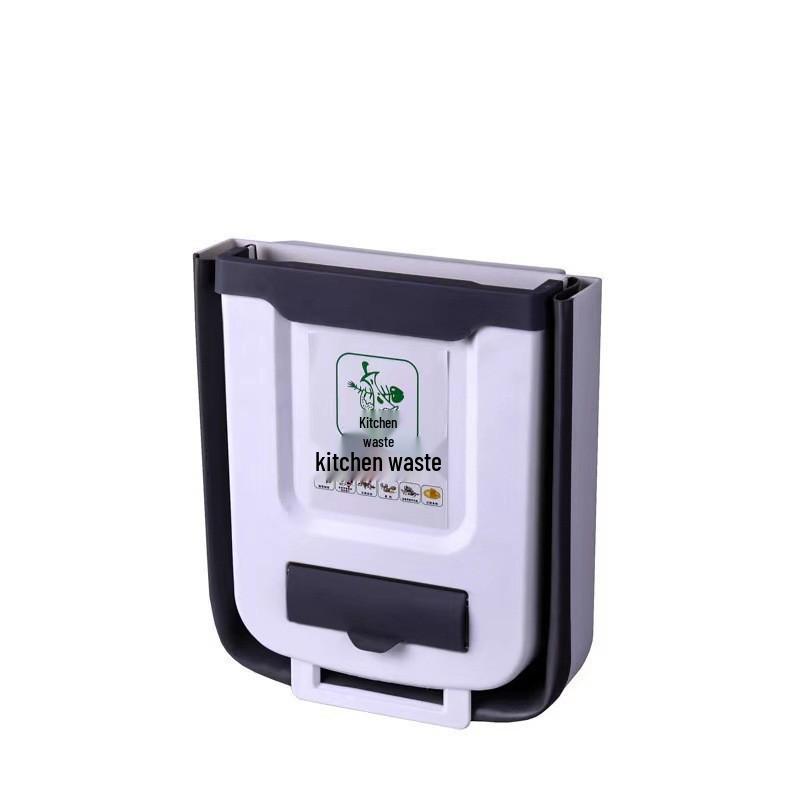 Folding Wall-Mounted Kitchen Trash Can - Large Capacity, Cabinet Door Hanging Waste Basket for Creative Waste Classification