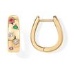 1 Pair Huggie Earrings Multi-shaped Colorful Rhinestone Polished Metal U-Shaped Lightweight Ear