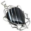 Pendant Grey Botswana Agate Gemstone Mother's Day Gift Silver Jewelry 2.5"