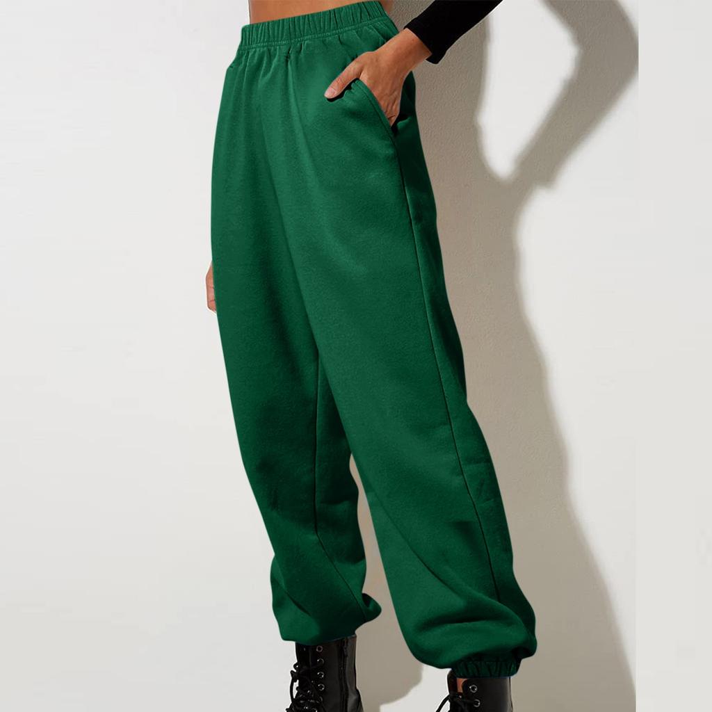 Women's Fashion Sport Solid Color Pocket Casual Sweatpants Pants