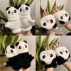 Women's Winter Plush Panda Convertible Half-Finger Gloves