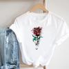 (Asian Size) Tee Top Sweet Flower Trend Cute Women Print Lady Clothing Casual Short Sleeve Fashion Tshirt Female Graphic T-shirt