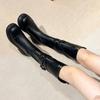 2024 Hot Sale Ladies Shoes Zipper and Buckle Knee-High Women's Boots Autumn Solid Low Heels Korean Version Fashion High Boots