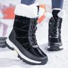 Lace-up Anti-splashing Snow Boots Women's Velvet Thick-soled Warm Winter Shoes Non-slip High-top Large Cotton Shoes Large Size Women's Shoes