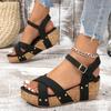 Fashion Women's Stylish Wedge Sandals 2025 Summer Platform Gladiator Sandals for Women Thick Bottom Non Slip Beach Sandalias Plus Size
