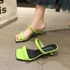 Fashion Hot Selling Square Heel Slipper Women Slides Female Shoes Block 2025 New Scandals Shoes Womens Slippers Pantofle Square Heel Sli