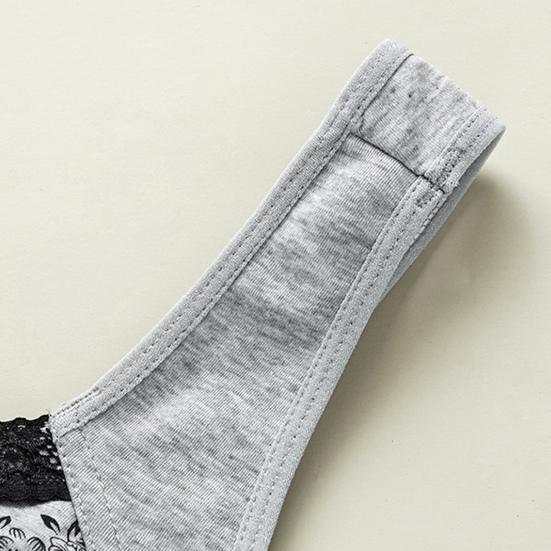 Бюстгальтер для женщин среднего возраста с эластичной застежкой на пуговицы спереди, большого размера, с цветочным кружевным принтом, ударопрочный, с эффектом пуш-ап, не цепляющийся