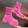 Fashion Women Platform Ankle Stretch Sock Boots Fashion Flats Shoes 2024 Designer Trend Winter New Chelsea Boots Walking Ladies Zapatos