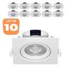 Set of 10 White Square Recessed LED Spotlights 5W IP20 6500K