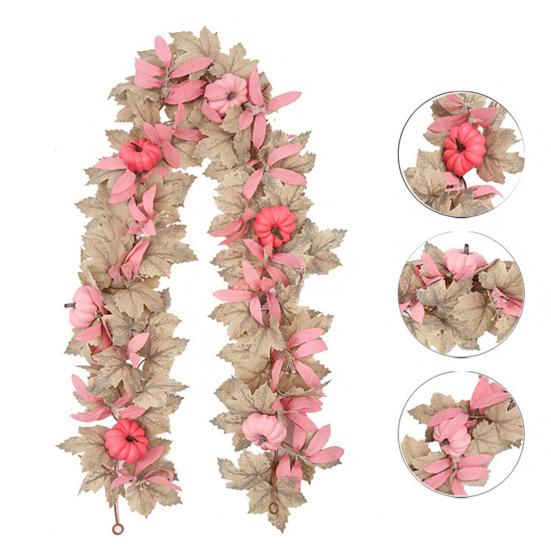 Artificial Maple Leaf Garland 5.7Ft Pumpkin Maple Leaves Vine Thanksgiving Fall Garland for Mantel