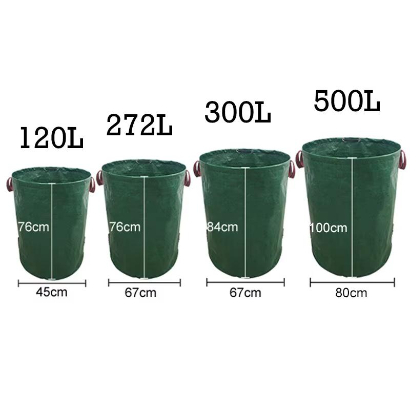 120-500L Garden Yard Waste Bag With Lid Foldable Leaf Collection Trash Can Reusable Fallen Leaves Outdoor Gardening Storage Bag