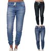 Women's Fashion Casual Mid Waist Pocket Jeans Pants Denim Casual Pants