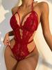 Sexy Lingerie Women Erotic Underwear Babydoll Costume Deep V Neck Lace Dress Open Crotch Bodysuit Exotic Woman Sleepwear