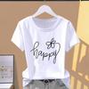 (Asian Size) Short Sleeve T-shirts Flower Letter Trend Cute Style T Clothing Casual Fashion Print Female Casual Women's Top Graphic Tee