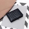 Woven Lambskin Coin Purse Soft Genuine Leather Short Wallet Knitting Card Holder Women/Men Bifold Purse